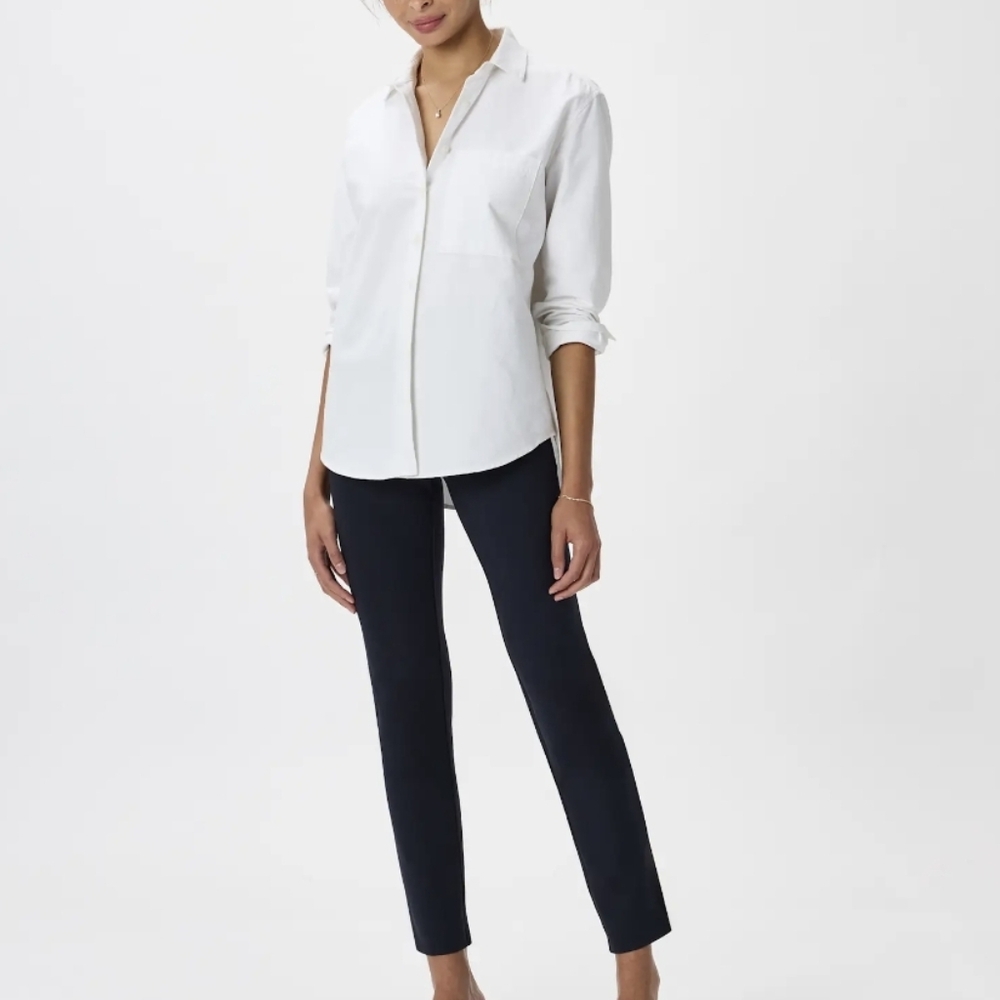 Quince Navy Ultra-Stretch Ponte Straight Leg Pants